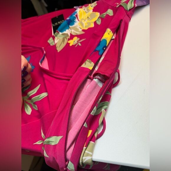 NWT - LAUREN RALPH LAUREN FLORAL STRETCH JERSEY FAUX-WRAP DRESS - - Picture 13 of 16